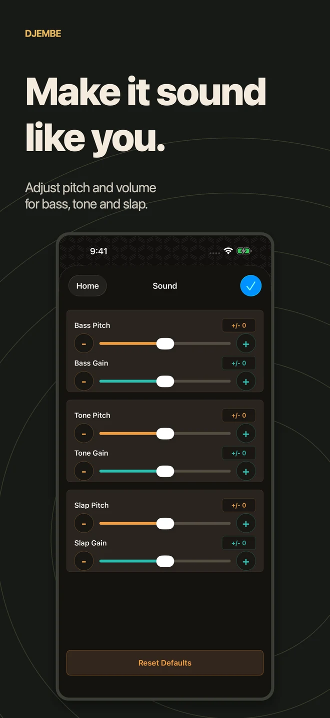 Djembe Thumb Drum sound controls